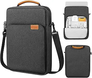 MoKo 15 Inch Laptop Sleeve Bag Fits MacBook Air 15' M2 2023, MacBook Pro 14' M2 2023, Galaxy Tab S9 Utra 14.6' 2023, Handle Carrying Case with Shoulder Strap, Black & Gray