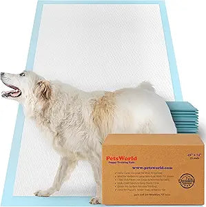 PETSWORLD Premium Extra Large Dog Pee Pads (43' x 74') Jumbo Puppy Training & Incontinence Pads for Large Dogs & Multi-Pet Homes Leak-Proof, Odor Control, 5-Layer Absorbency