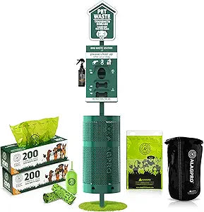 ALAGPRO NEW 2026 Dog Waste Station Outdoor Pet Waste Station with Hand Sanitizer Bottle, Commercial Dog Poop Station with Free 400 Roll, 200 Pull Waste Bags & 50 Can Liners for Backyard, Park & HOA's