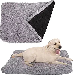 Faux Fur Dog Bed Covers Ultra Soft Rose Velvet, Removable & Washable, Cozy & Durable,Large Pet Bed Cover Only (No Filling) Gray, (Rose Velvet Gray, 44' L x 32' W x 4.5' Th)