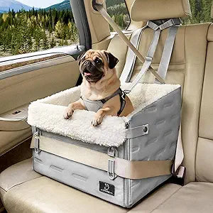 Dog Car Seat for Small Dogs Patented Safety Buckle, Booster Seat with Safety Leash, Travel Bed for Dogs Up to 35 lbs Secure, Comfortable, Easy Install, Fits Cars/SUVs/Trucks