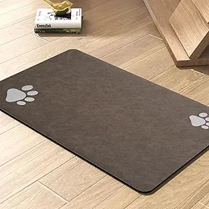 Pet Feeding Mat-Absorbent Dog Mat for Food and Water Bowl-No Stains Quick Dry Water Dispenser Mat-Dog Accessories Pet Supplies-Bowl for Messy Drinkers(Brown,17"x28"