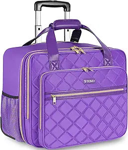Ytonet Rolling Briefcase for Women, 17.3 Inch Large Rolling Laptop Bag with Wheels, Water Resistant Stylish Overnight Computer Bag for Work Travel College Business Wife Mom Teacher, Purple