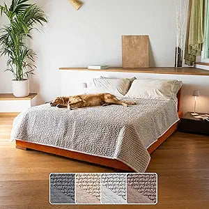 PAULATO BY GA.I.CO. Waterproof Blanket for Bed Queen Absorbent Couch Cover Machine Washable Stain-Proof Pad for Large Sofa Pets Dogs & Cats Friendly Protector - Light Grey