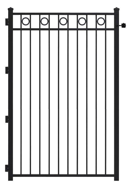 Gilpin 6-ft H x 4-ft W Black Steel No Dig Decorative Standard Decorative metal Fence gate