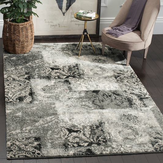 Safavieh Retro Paseo 9 x 12 (ft) Loomed Polypropylene Cream/Gray Rectangular Indoor Abstract Industrial Spot Clean Only Area rug