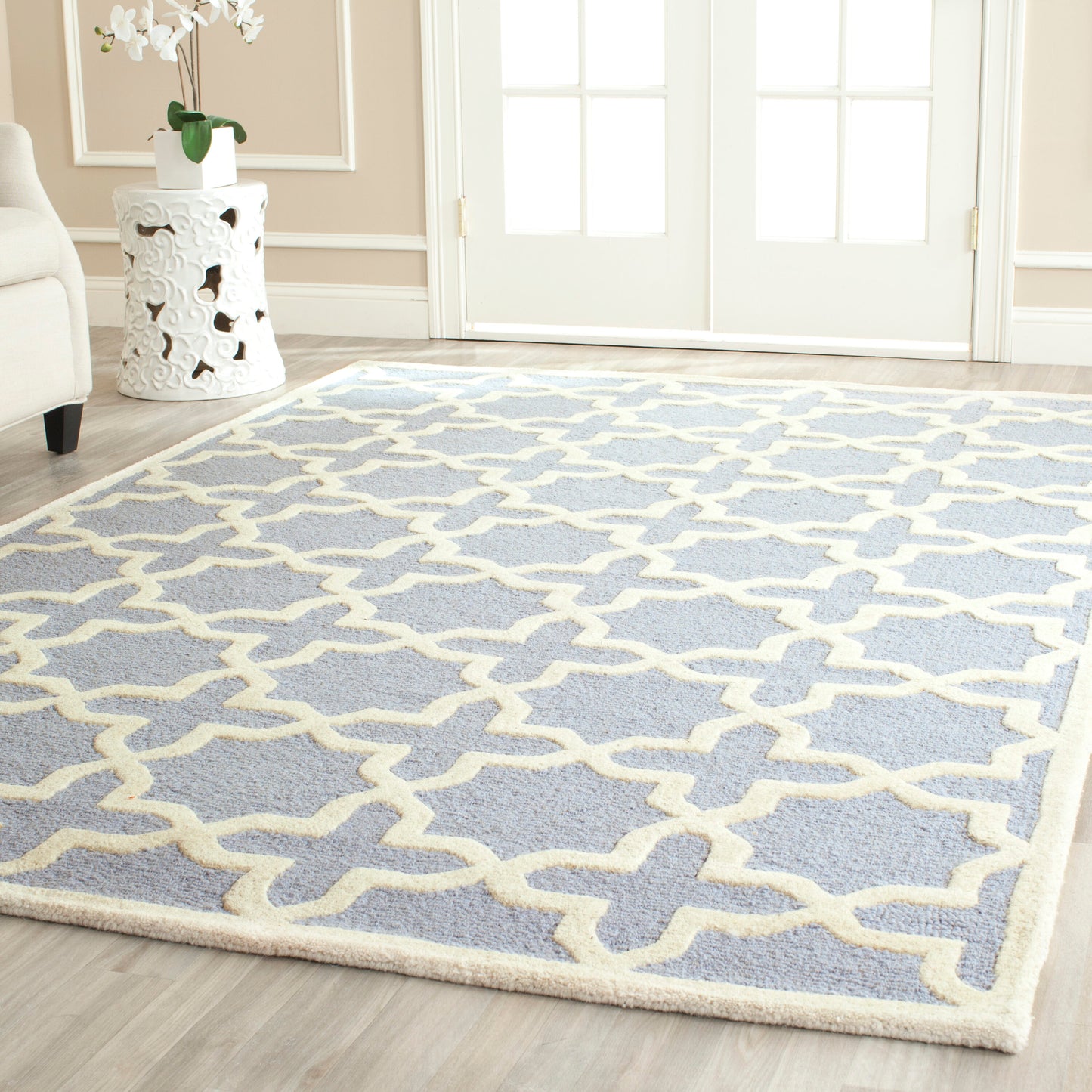 Safavieh Cambridge Marakesh 9 x 12 (ft) Tufted Wool Light Blue/Ivory Rectangular Indoor Abstract Spot Clean Only Area rug