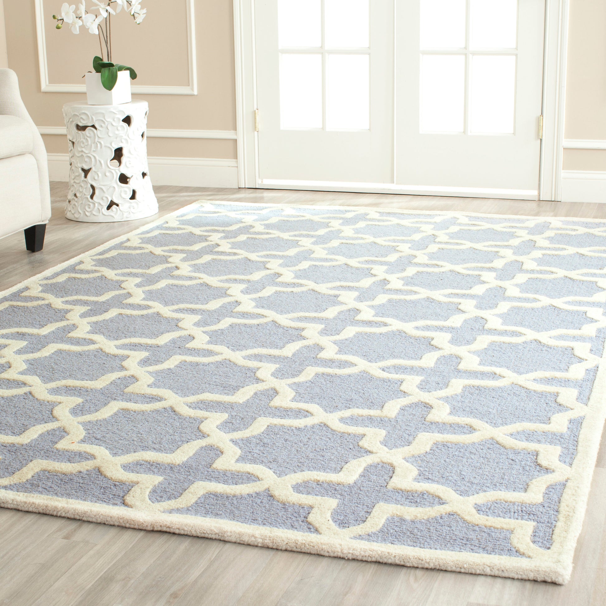 Safavieh Cambridge Marakesh 9 x 12 (ft) Tufted Wool Light Blue/Ivory Rectangular Indoor Abstract Spot Clean Only Area rug