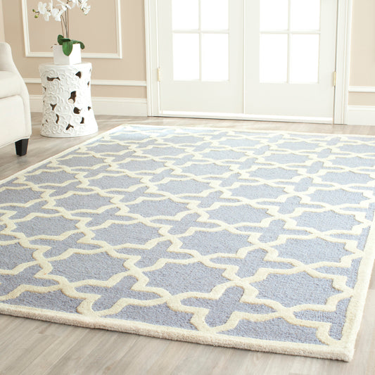 Safavieh Cambridge Marakesh 9 x 12 (ft) Tufted Wool Light Blue/Ivory Rectangular Indoor Abstract Spot Clean Only Area rug