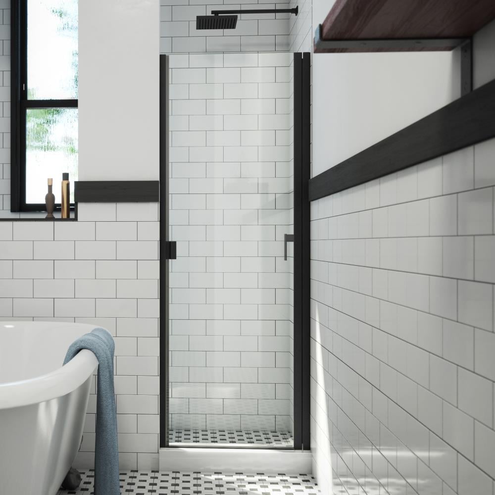 Arizona Shower Door R-Door Matte Black 27-in W x 69-in H Semi-frameless Clear Glass Hinged Shower door