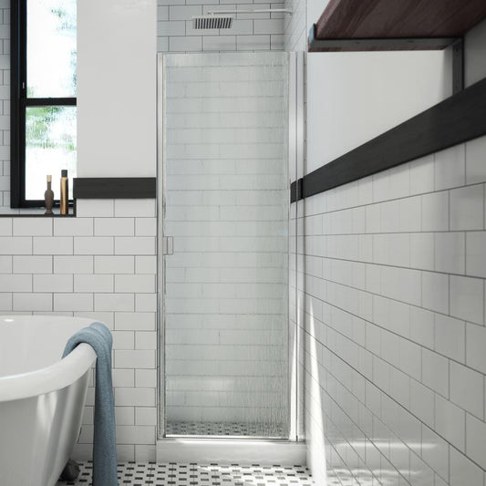 Arizona Shower Door R-Door Polished Chrome 27-in W x 66-in H Semi-frameless Patterned Glass Hinged Shower door