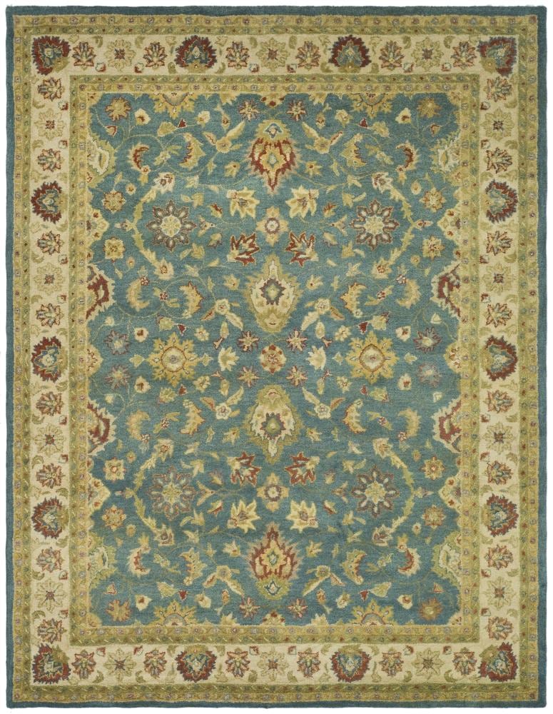 Safavieh Antiquity Jand 8 x 11 (ft) Tufted Wool Blue/Beige Rectangular Indoor Floral/Botanical Vintage Area rug
