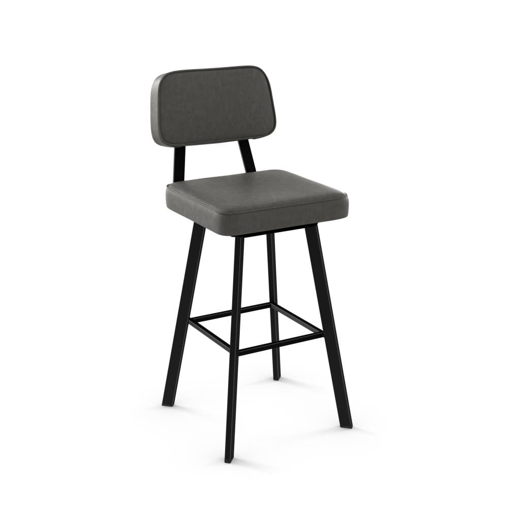 Amisco Grey Faux Leather / Black Metal 26.75-in H Counter height Upholstered Swivel Metal Bar Stool