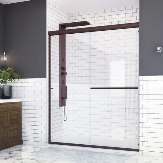Holcam Distinctive Oil Rubbed Bronze 57-in to 60-in W x 74-in H Frameless Clear Glass Bypass Sliding Shower door