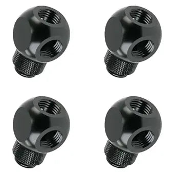 Barrow G1/4' Threaded 4 Way Ball Fittings, 360 Rotary Adaptor Spliter, 4-Way Brass Spherical Connector, Split Water Cooling Computer Accessories (Black,4 Pcs)