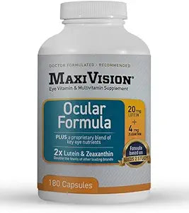MaxiVisionÂ® Ocular Formula - AREDS2 - Eye Vitamins & Multivitamin - Lutein and Zeaxanthin (180 Capsules, 1 Bottle)