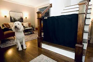 The Stair Barrier First Fabric Banister to Banister Baby Gates for Stairs 42 52 Wide x 32 Tall No Drill Baby Gate for Top or Bottom Staircase, Machine-Washable Climb Proof, Designed in USA, Black