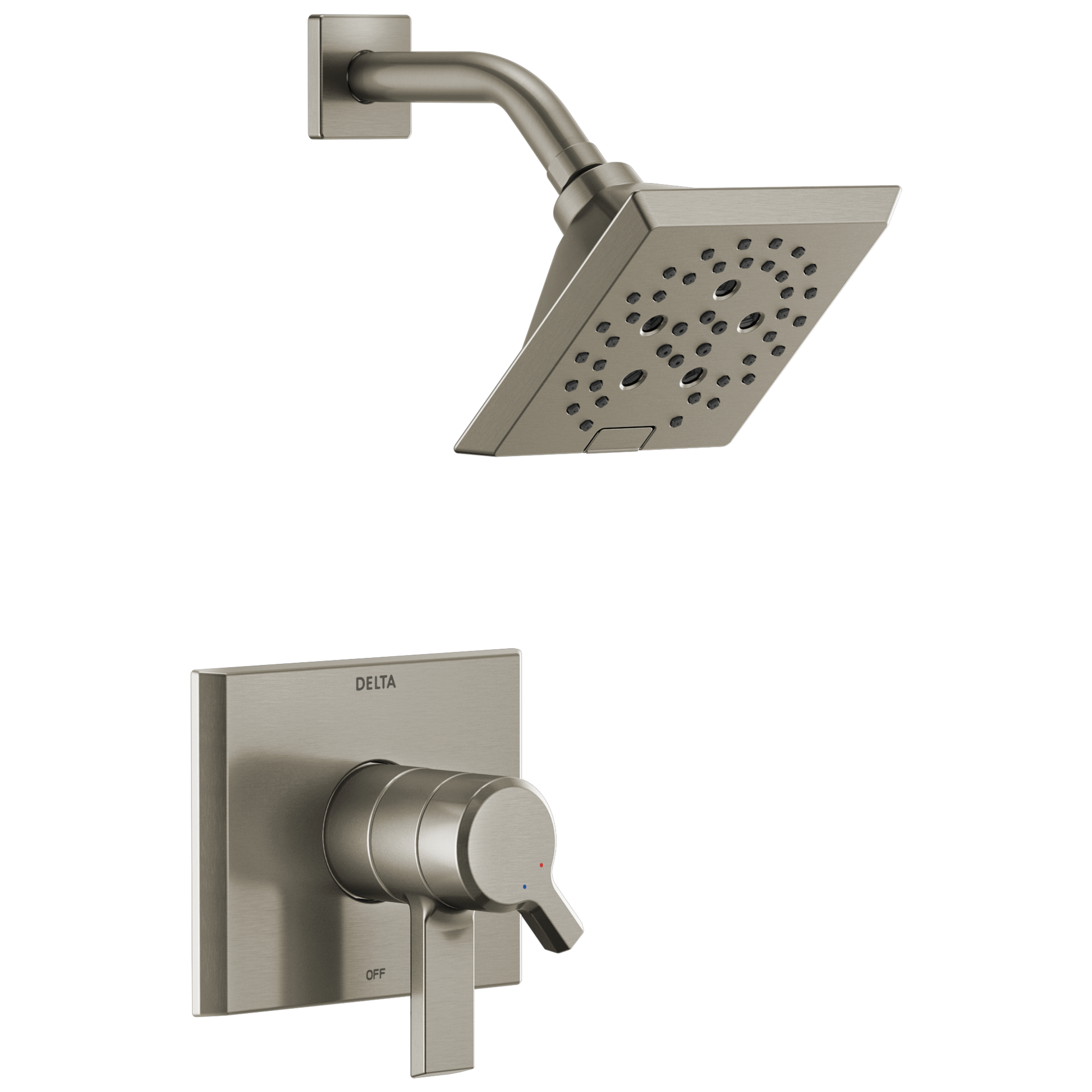 Delta Pivotal Lumicoat Stainless 2-handle 5.75-in Square Shower Faucet (Multi-function)