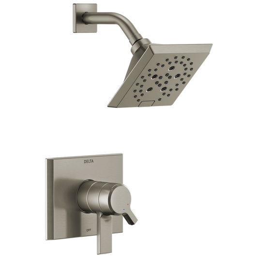 Delta Pivotal Lumicoat Stainless 2-handle 5.75-in Square Shower Faucet (Multi-function)