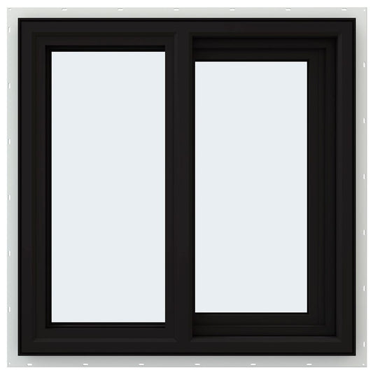 JELD-WEN FiniShield V-4500 Black Exterior White Interior Right-Handed Vinyl Sliding Window Annealed Glass (Full Screen Included)