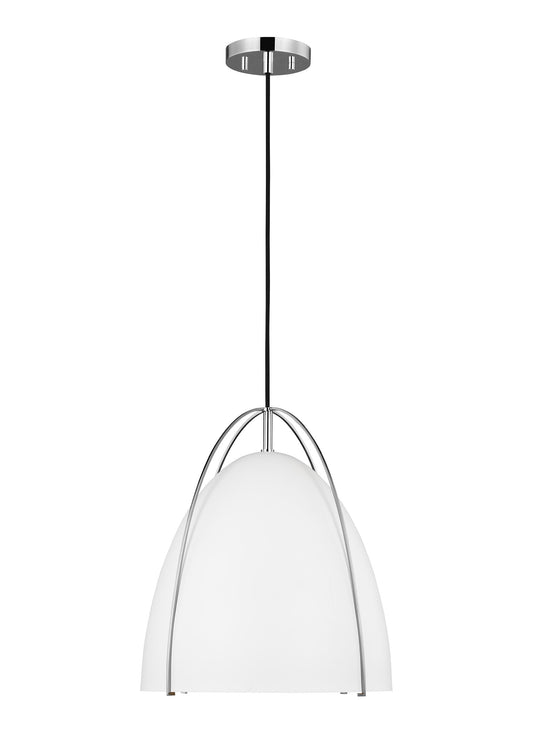 Generation Lighting Norman 1 -Light Chrome Modern/contemporary Dome Medium Hanging Pendant Light