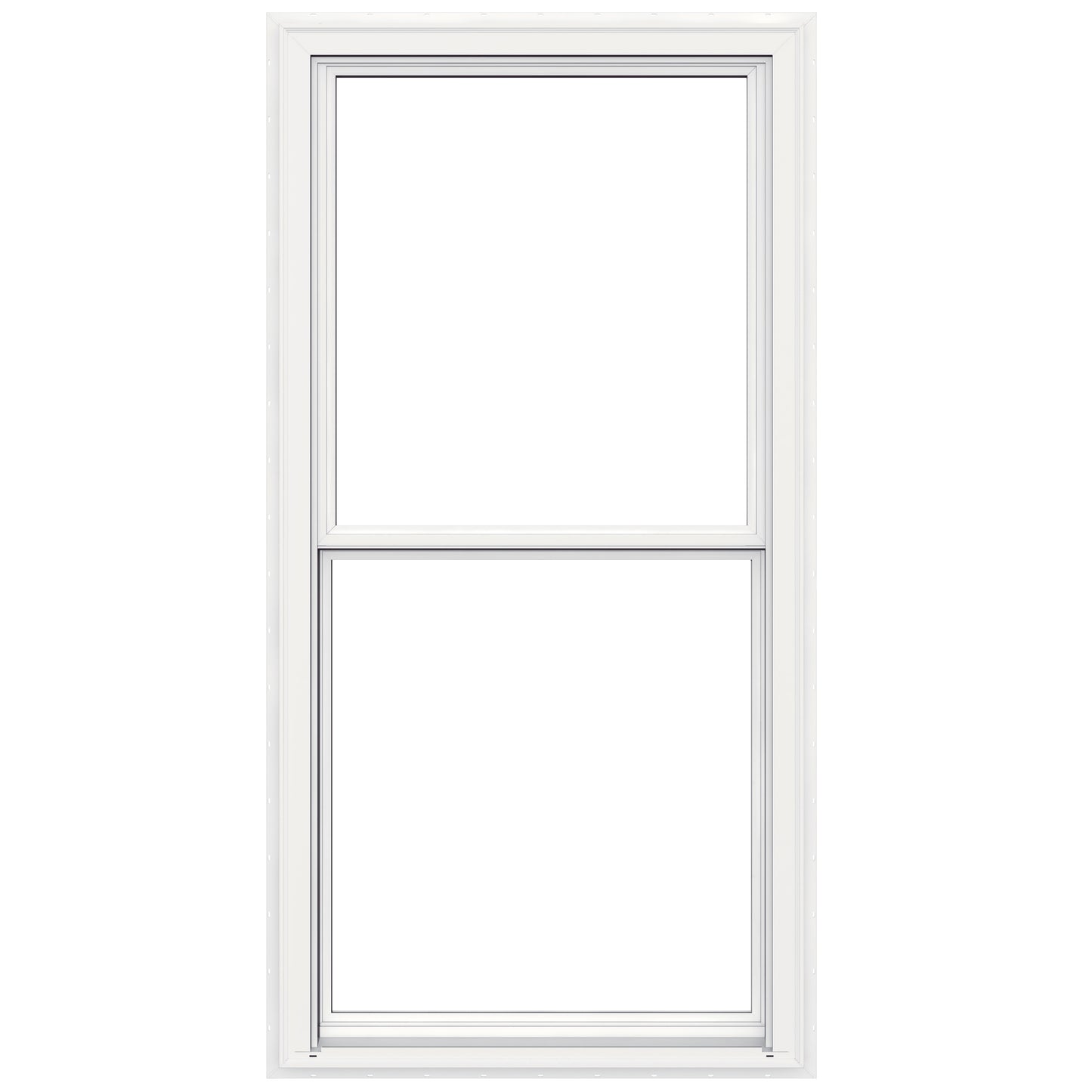 JELD-WEN V-2500 White Exterior White Interior Vinyl New construction Double Hung Window Low-E argon Double Pane Glass (Full Screen Included)