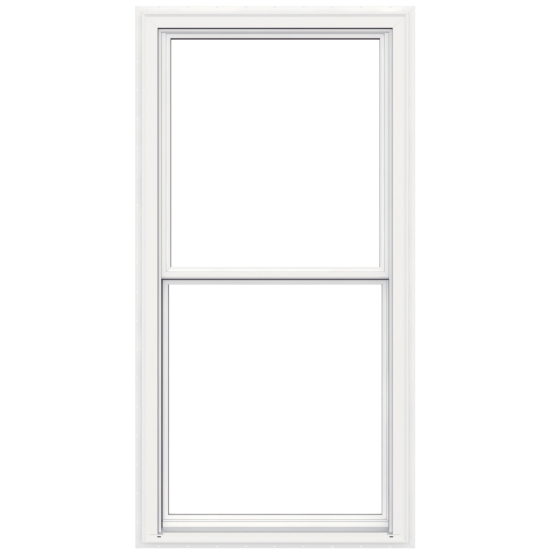 JELD-WEN V-2500 White Exterior White Interior Vinyl New construction Double Hung Window Low-E argon Double Pane Glass (Full Screen Included)