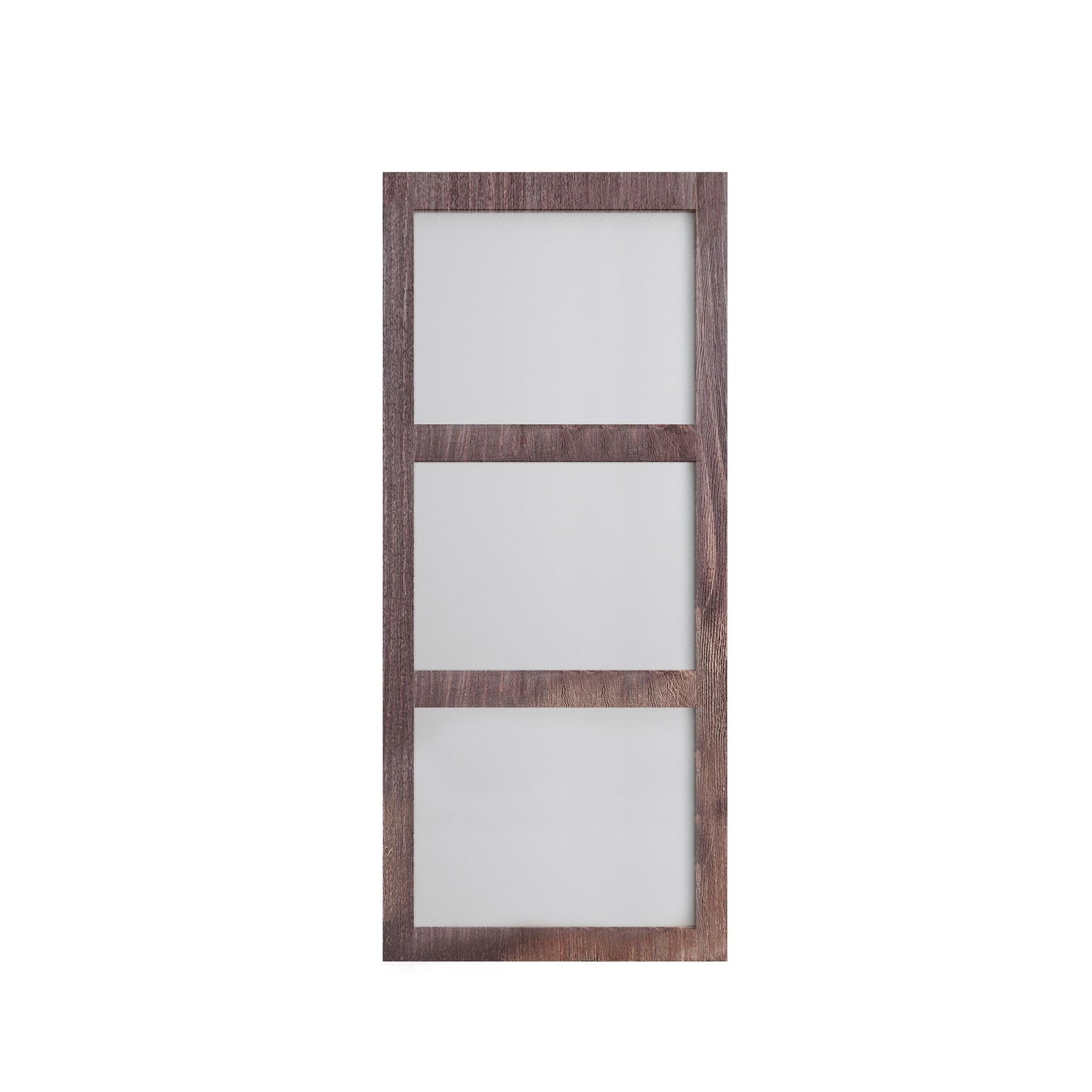 HOMACER 36-in x 84-in Dark Brown Frosted glass Pine Wood Solid core Single Barn Door (Hardware Not Included)