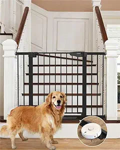 Cumbor 29.7-46' Baby Gate for Stairs, Mom's Choice Awards Winner-Auto Close Dog Gate for The House, Gifts for Mom, Easy Install Pressure Mounted Pet Gates for Doorways, Black