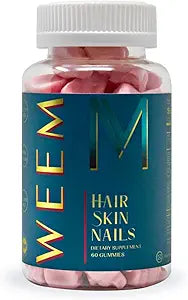 WEEM Hair Skin and Nails Gummies - Supports Healthy Hair - Vegan biotin Vitamins for Women & Men Supports Faster Hair Growth, Stronger Nails, Healthy Skin, Extra Strength (1)