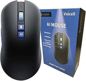 AI Wireless Mouse with Translation for PC Laptop: Hands-free typing- ChatGPT Bluetooth Mouse, Voice AI, Ergonomic Multi-Translate, One Tap Google, USB Rechargeable High-Performance Office Device
