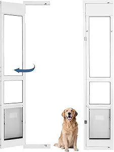 Large Dog Door for Sliding Glass Door - Left Amout from Inside, Adjustable Height: 77.38-81.75 in, Flap Size: 11 (W) x 16 (H)