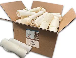 Amazing Dog Treats - Beef Cheek Rolls (6' Regular - 40 Pcs Bulk) - Safe Rawhide Alternative Dog Chew - Great for Power Chewers - Long Lasting Dog Chew - Retriever Rolls for Dogs