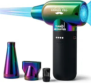 Compressed Air Duster - Electric Duster for Hair Barber, 3 Gear Mini Portable Jet Dry Air Blower, Cordless Vacuum Cleaner, for PC, Office,Salon, Fan, Laptop, Keyboard, Car -Gradient Green