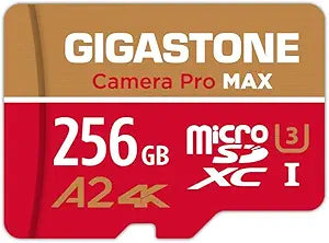 5-Years Data Recovery GIGASTONE 256GB Micro SD Card, 4K Camera Pro MAX, Compatible with Gopro, Dash Cam, DJI, Drone, Security Camera, Speed Up to 130MB/s, UHS-I A2 4K U3 C10, with Adapter