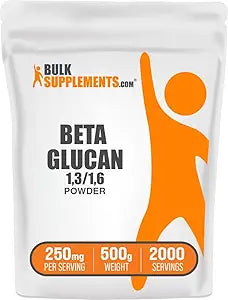 BulkSupplements.com Beta Glucan Powder - 1,3/1,6, Beta Glucan Supplements - Vegan & Gluten Free Supplement, 250mg per Serving, 500g (1.1 lbs) (Pack of 1)