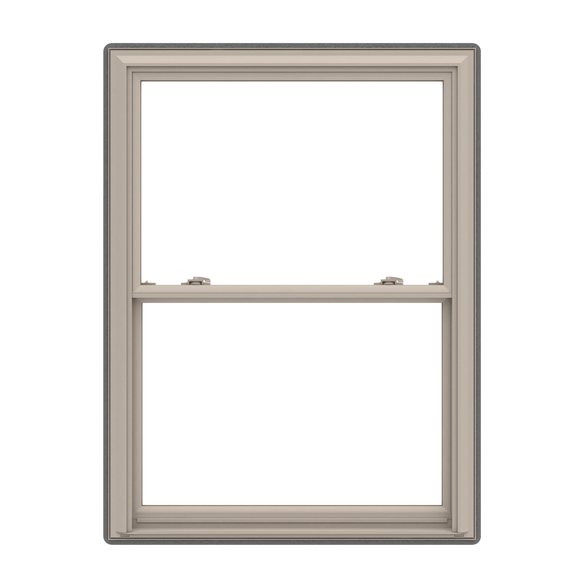 Pella 150 Series 31-1/2-in x 45-1/2-in Fossil Exterior Fossil Interior Vinyl Replacement Double Hung Window Low-E argon Double Pane Glass (Full Screen Included)