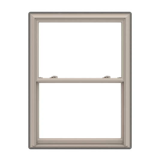 Pella 150 Series 31-1/2-in x 45-1/2-in Fossil Exterior Fossil Interior Vinyl Replacement Double Hung Window Low-E argon Double Pane Glass (Full Screen Included)