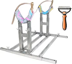 Dog Breeding Stand, Stainless Steel Breeding Stand for Dogs, Shoulder Height 17.5 IN-35.5 IN,Pet Fixed Bracket for Medium to Large Dogs,Adjustable Height and Length,Strong Grooming Breeding Stand L