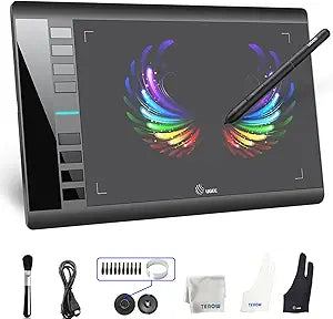 Graphics Drawing Tablet, UGEE M708 10 x 6 inch Large Digital Drawing Pad with 8 Hot Keys 8192 Levels Pen, Graphic Tablets for Computer Graphic Board Creation Sketch for PC/Laptop/Mac OS/Linux/Chrome
