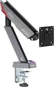 MSI MPG MT161R - Premium RGB Single Monitor Stand Arm, Supports 17-45' Screens and 35.2 lbs, VESA Compatible, Adjustable Spring Assisted Mount, Clamp & Grommet, Quick Release Plate - Black