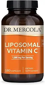 Dr. Mercola Liposomal Vitamin C - Brain, Heart, Eye & Immune Support - Provides 1,000 mg of Bioavailable Vitamin C - Non-GMO, Gluten-Free & Soy-Free - 180 Capsules (90 Servings)