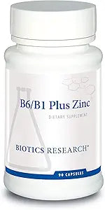 Biotics Research B6 B1 Plus Zinc Supplies Active Forms of B Vitamins, 5mg of Highly bioavailable Form of zinc, Aids in Activity of Over 300 Different zinc Dependent enzymes 90 Capsules