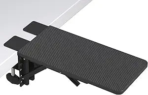 BONTEC Desk Extender Tray, 11.8'x5.9' Table Mount Arm Wrist Rest Shelf, 90 Foldable Elbow Support, Clamp on Computer Arm Rest for Desk, Office & Home Use, Durable & Easy to Install