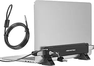 AboveTEK MacBook & Surface Laptop Locking Station with Combo Lock Cable, Anti Theft Folding Security Laptop Desk Mount, Adjustable & Portable, Fits 12'-16' Laptops/Notebooks (Black)