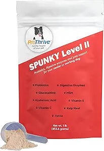 Spunky Level II Hip and Joint Supplement for Dogs, Glucosamine for Dogs with MSM, Dog Vitamins and Supplements Helps Digestion, Dog Joint Supplement - 1LB