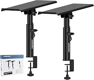 Studio Monitor Stands Pair Heavy Duty Desk Clamp Speaker Stands with Adjustable Tilt Angle Tray of 0-12