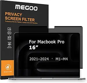 Megoo Privacy Screen for MacBook Pro 16 Inch (20212024, M1,M2,M3,M4,Pro,Max), Matte Anti-Glare, Blue Light Filter, 30 Anti-Spy View, Magnetic Storage Case Premium Business Protection