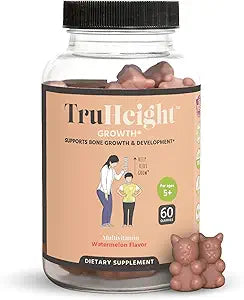 TruHeight Growth Gummies (Watermelon) Tall Nutrition for Natural Growth Supplement for Kids & Teens - Vitamin D, K, Calcium & Ashwagandha, Bone Strength Vitamins D3 K2, Picky Eater, Taller Ages 5+