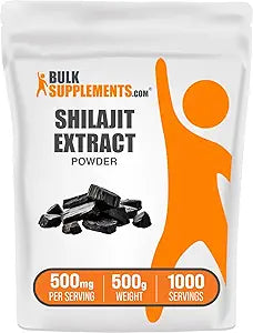BulkSupplements.com Shilajit Extract Powder - Fulvic Acid Supplement, Shilajit Supplement - Gluten Free, 500mg per Serving of Shilajit Powder, 500g (1.1 lbs) (Pack of 1)
